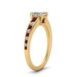 Load image into Gallery viewer, oval-shaped-swirl-engraved-channel-accent-diamond-engagement-ring-with-ruby-in-FD122866OVRGRUDR-NL-YG