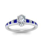 Load image into Gallery viewer, oval-shaped-swirl-engraved-channel-accent-diamond-engagement-ring-with-sapphire-in-FD122866OVRGSABL-NL-WG