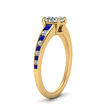 Load image into Gallery viewer, oval-shaped-swirl-engraved-channel-accent-diamond-engagement-ring-with-sapphire-in-FD122866OVRGSABL-NL-YG