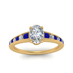 Load image into Gallery viewer, oval-shaped-swirl-engraved-channel-accent-diamond-engagement-ring-with-sapphire-in-FD122866OVRGSABL-NL-YG
