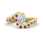 Load image into Gallery viewer, oval-shaped-swirl-pink-sapphire-wedding-band-set-in-yellow-gold-fdens7806ovvtgsadrpi-nl-yg.jpg?v=1759991270
