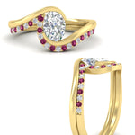 Load image into Gallery viewer, oval-shaped-swirl-pink-sapphire-wedding-band-set-in-yellow-gold-fdens7806ovvtgsadrpiangle3-nl-yg.jpg?v=1759991270
