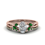 Load image into Gallery viewer, oval-shaped-twisted-diamond-bridal-set-with-emerald-in-14K-rose-gold-FD8300OVGEMGR-NL-RG.jpg
