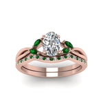 Load image into Gallery viewer, oval-shaped-twisted-diamond-bridal-set-with-emerald-in-14K-rose-gold-FD8300OVGEMGR-NL-RG.jpg
