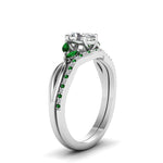 Load image into Gallery viewer, oval-shaped-twisted-diamond-bridal-set-with-emerald-in-14K-white-gold-FD8300OVGEMGR-NL-WG.jpg

