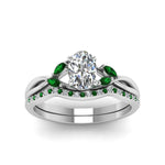 Load image into Gallery viewer, oval-shaped-twisted-diamond-bridal-set-with-emerald-in-14K-white-gold-FD8300OVGEMGR-NL-WG.jpg

