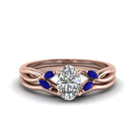 Load image into Gallery viewer, oval-shaped-twisted-diamond-ring-with-matching-curved-band-with-blue-sapphire-in-14K-rose-gold-FD8300OVGSABL-NL-RG.jpg
