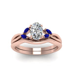 Load image into Gallery viewer, oval-shaped-twisted-diamond-ring-with-matching-curved-band-with-blue-sapphire-in-14K-rose-gold-FD8300OVGSABL-NL-RG.jpg
