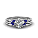 Load image into Gallery viewer, oval-shaped-twisted-diamond-ring-with-matching-curved-band-with-blue-sapphire-in-14K-white-gold-FD8300OVGSABL-NL-WG.jpg
