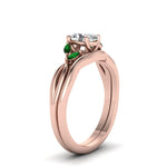 Load image into Gallery viewer, oval-shaped-twisted-diamond-ring-with-matching-curved-band-with-emerlad-in-14K-rose-gold-FD8300OVGEMGR-NL-RG.jpg
