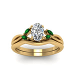 Load image into Gallery viewer, oval-shaped-twisted-diamond-ring-with-matching-curved-band-with-emerlad-in-14K-yellow-gold-FD8300OVGEMGR-NL-YG.jpg
