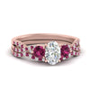 Load image into Gallery viewer, oval-shaped-twisted-floral-prong-pink-sapphire-wedding-set-in-rose-gold-FD10257OVGSADRPI-NL-RG?v=1756360022