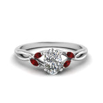Load image into Gallery viewer, oval-shaped-twisted-petal-diamond-engagement-ring-with-ruby-in-14K-white-gold-FD8300OVRGRUDR-NL-WG.jpg
