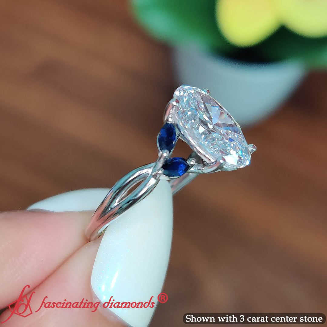 Oval Lab-Grown Diamond Twisted Split Engagement Ring