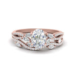 Load image into Gallery viewer, oval-shaped-twisted-vine-luxury-diamond-bridal-ring-set-in-rose-gold-FDENR3211OVANGLE3-NL-RG
