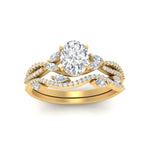 Load image into Gallery viewer, oval-shaped-twisted-vine-luxury-diamond-bridal-ring-set-in-yellow-gold-FDENR3211OVANGLE3-NL-YG