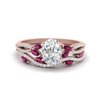 Load image into Gallery viewer, oval-shaped-twisted-vine-luxury-pink-sapphire-bridal-ring-set-in-rose-gold-FDENR3211OVGSADRPIANGLE3-NL-RG