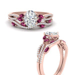 Load image into Gallery viewer, oval-shaped-twisted-vine-luxury-pink-sapphire-bridal-ring-set-in-rose-gold-FDENR3211OVGSADRPIANGLE3-NL-RG