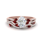 Load image into Gallery viewer, oval-shaped-twisted-vine-luxury-ruby-bridal-ring-set-in-rose-gold-FDENR3211OVGRUDRANGLE3-NL-RG