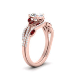 Load image into Gallery viewer, oval-shaped-twisted-vine-luxury-ruby-bridal-ring-set-in-rose-gold-FDENR3211OVGRUDRANGLE3-NL-RG
