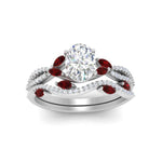 Load image into Gallery viewer, oval-shaped-twisted-vine-luxury-ruby-bridal-ring-set-in-white-gold-FDENR3211OVGRUDRANGLE3-NL-WG