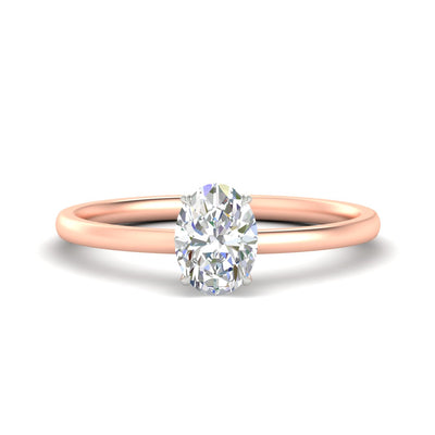 Oval Shaped Two Tone Comfort Fit Solitaire Diamond Ring