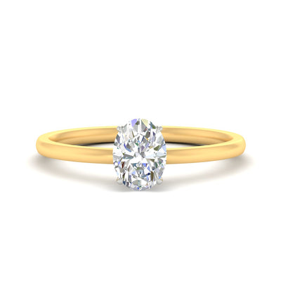Oval Shaped Two Tone Comfort Fit Solitaire Diamond Ring