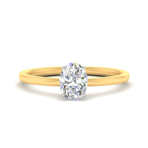 Lab Grown Oval Two Tone Forever Solitaire Ring