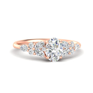 Oval Shape Big Floral Vintage Lab Engagement Ring