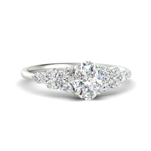 Oval Shape Big Floral Vintage Lab Engagement Ring