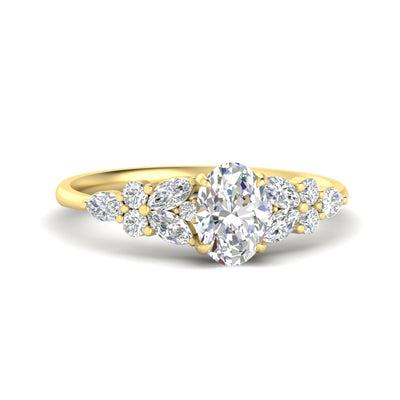 Oval Shape Big Floral Vintage Lab Engagement Ring