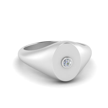 Oval Signet Diamond Ring
