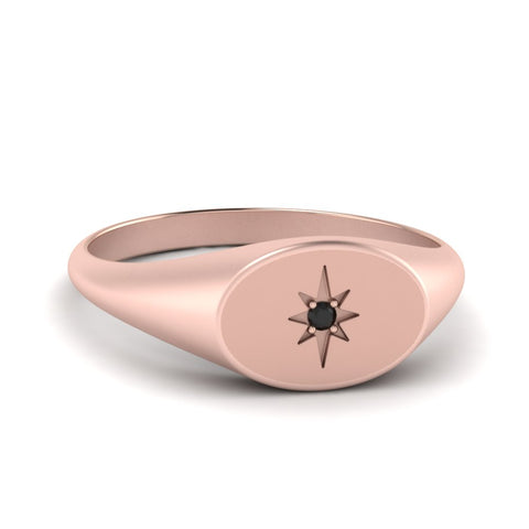 Oval Starburst Signet Ring