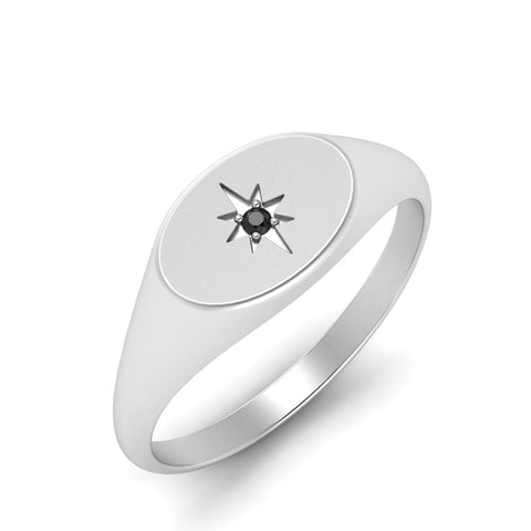Oval Starburst Signet Ring