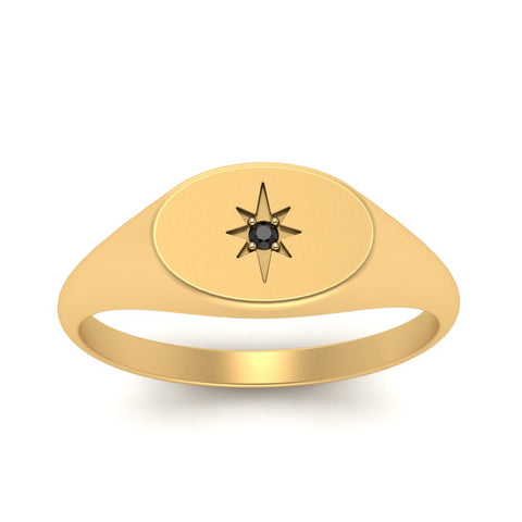 Oval Starburst Signet Ring