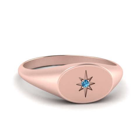 Oval Starburst Signet Ring
