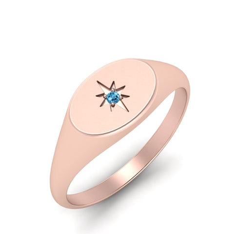 Oval Starburst Signet Ring