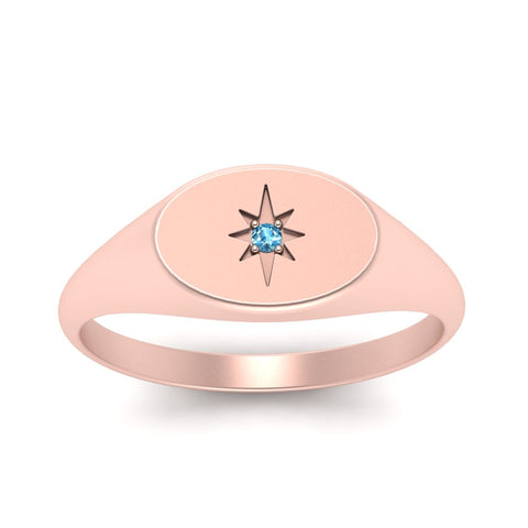 Oval Starburst Signet Ring