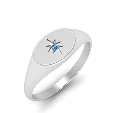 Oval Starburst Signet Ring
