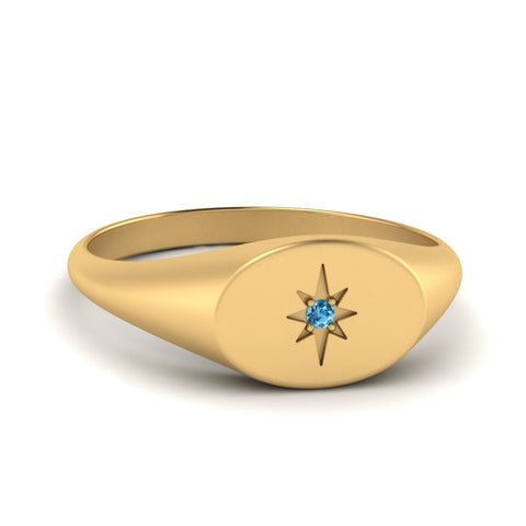 Oval Starburst Signet Ring