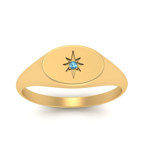 Oval Starburst Signet Ring
