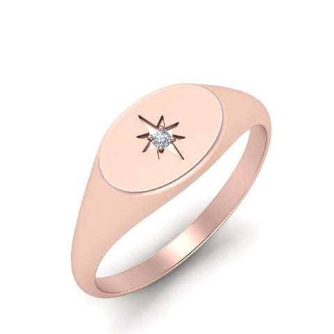 Oval Starburst Signet Ring