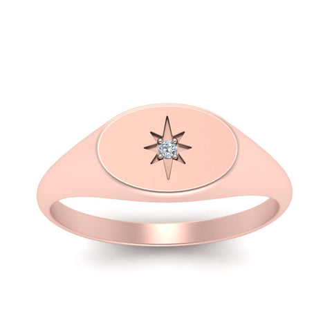 Oval Starburst Signet Ring