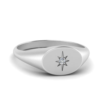 Oval Starburst Signet Ring