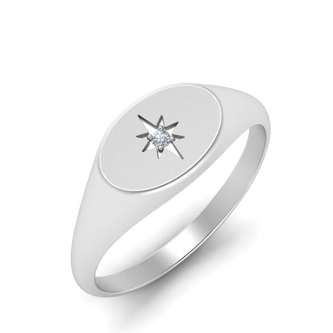 Oval Starburst Signet Ring