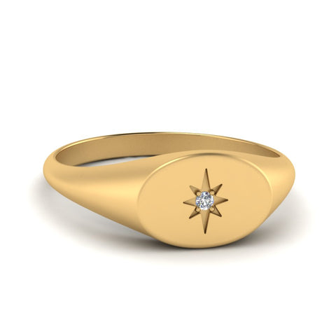Oval Starburst Signet Ring