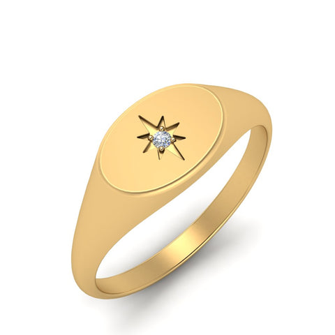 Oval Starburst Signet Ring
