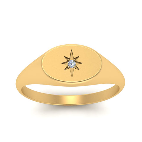 Oval Starburst Signet Ring