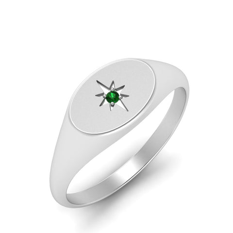 Oval Starburst Signet Ring