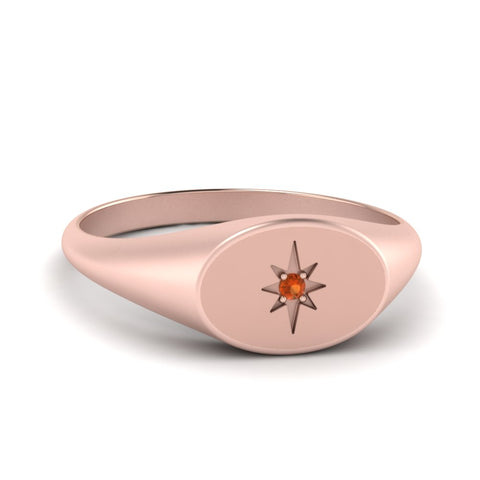 Oval Starburst Signet Ring
